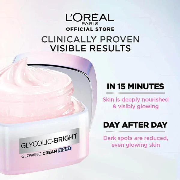 L’Oreal Paris Glycolic Bright Glowing Night Cream 50ml $8.50 USD