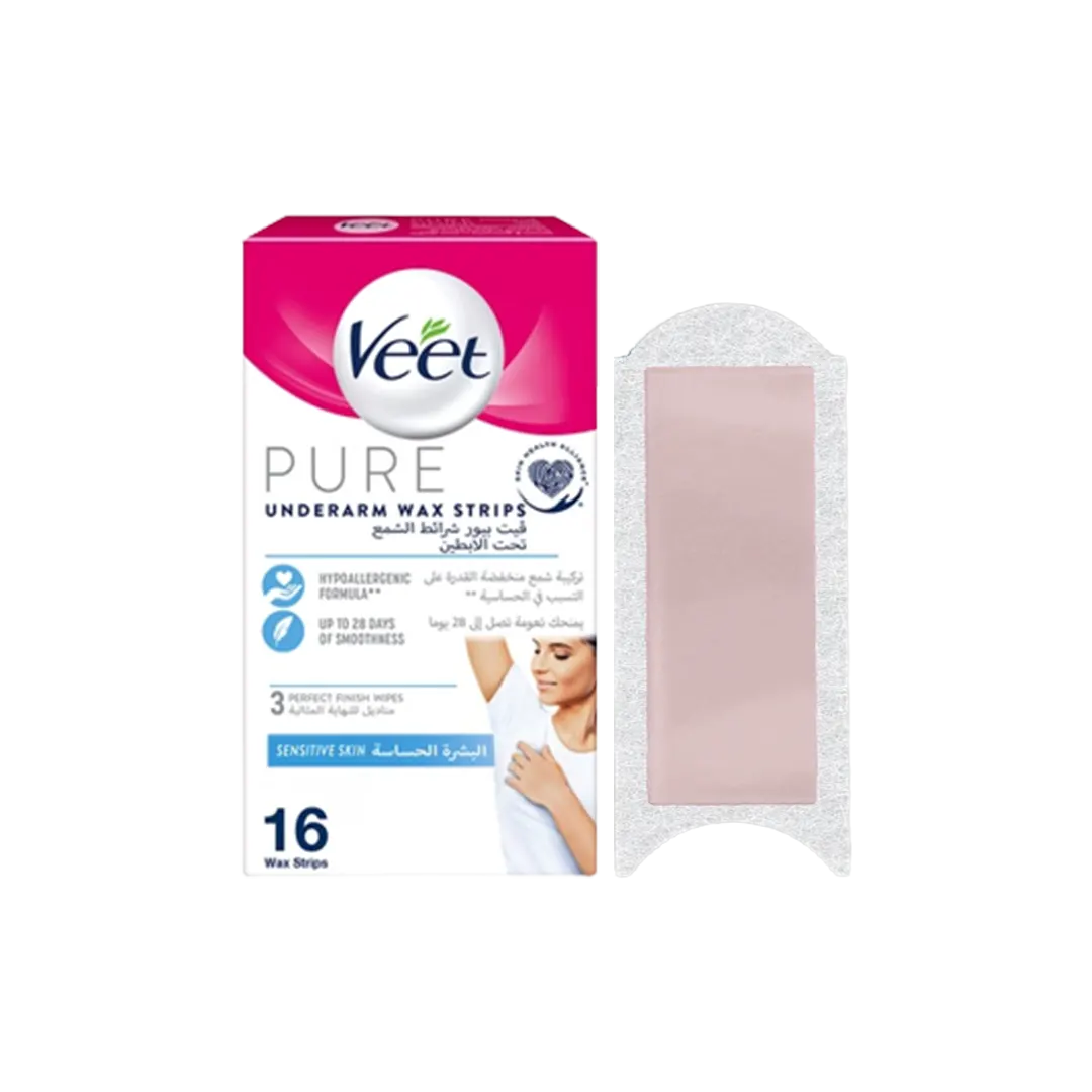 Veet Pure Underarm Cold Wax Strips For Sensitive Skin - 16Pcs