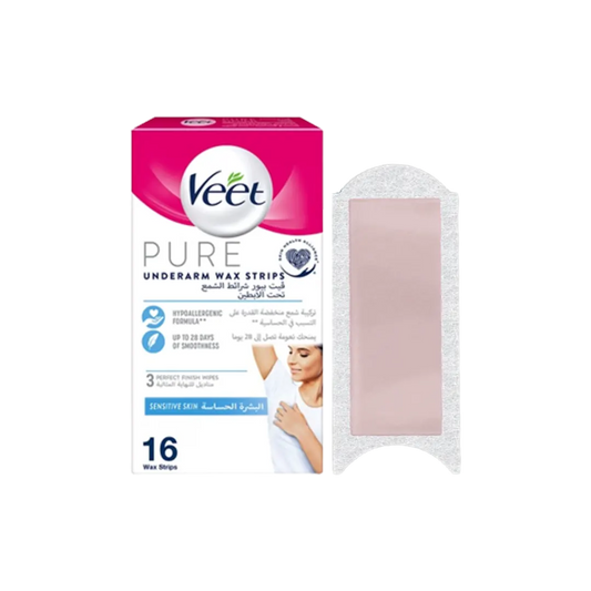 Veet Pure Underarm Cold Wax Strips For Sensitive Skin - 16Pcs